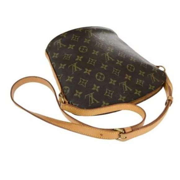 Auth LOUIS VUITTON Logo Drouot Shoulder Bag Monogram Leather Brown - Picture 4 of 16